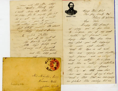 Civil War Patriotic Lettersheet Used with letter Gen. Lyon