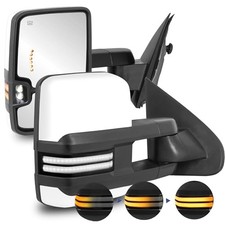 2pcs Towing Mirrors Power Heated Compatible For 1999-2002 Chevy Painted White 2pcs Towing Mirrors Power Heated Compatible For 1999-2002 Chevy Painted White