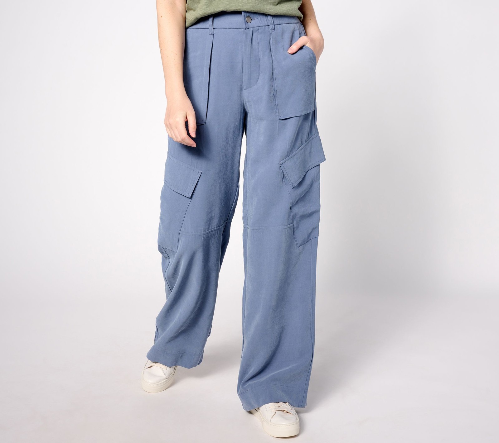 Peace Love World Women's Pants Sz 12 Soft Twill Utility Pant Blue A634954