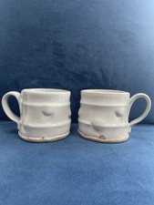 Jamaica Clay Life Sandals Hotel Style Studio Pottery Set of 2 Signed GH Mugs
