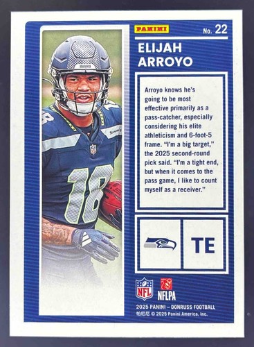 2025 Panini Donruss ELIJAH ARROYO #22 THE ROOKIES SEAHAWKS - Bild 2 von 10