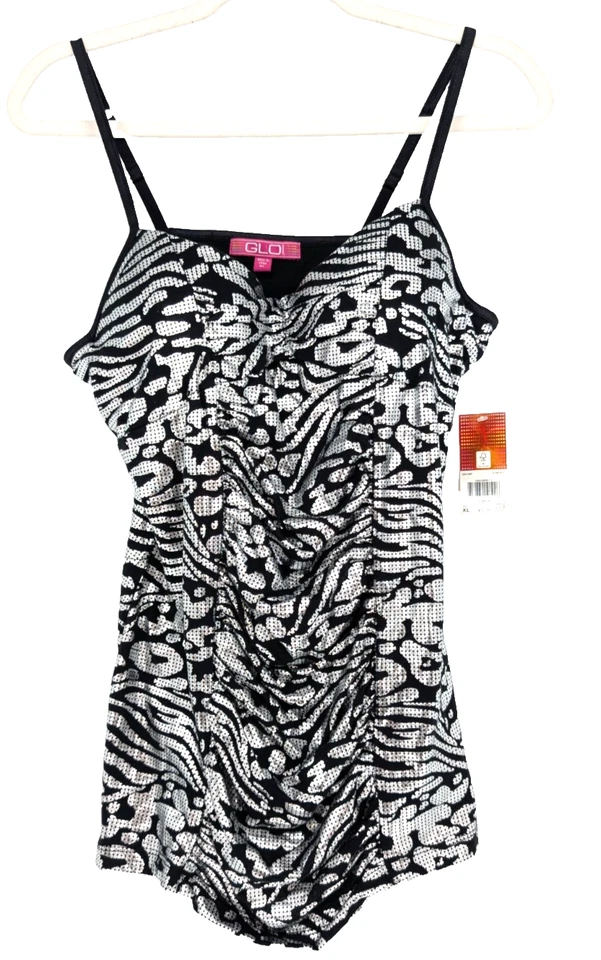 De Colección Y2K Glo Plateado Metálico Estampado Animal Babydoll Acanalado Salir Cami Top XL Foto 4 de 4