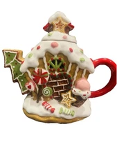 NEW Blue Sky Claywork 2021 Christmas GINGERBREAD CANDY TEAPOT