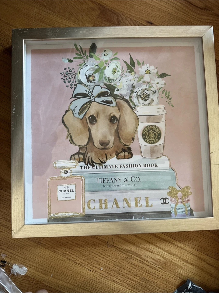 Chanel Luxury Dog Decor Portrait Gold Plated  POSTER FRAMED - Image 3 of 3
