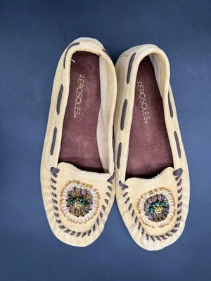 AEROSOLES Shoes - Jamboline Tan Suede w/Beaded Accent Size 8.5 NWOB