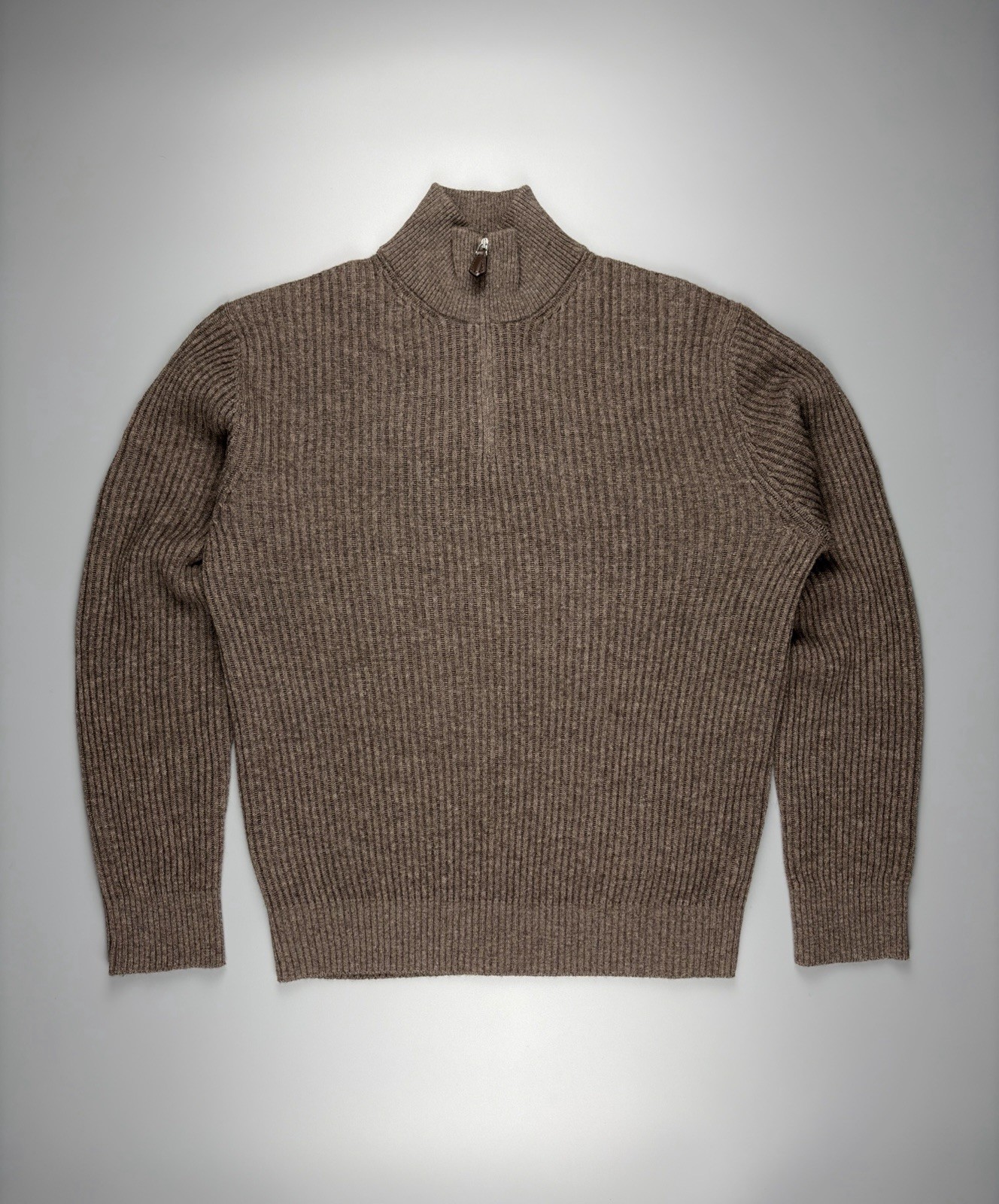 Mens Loro Piana Baby Cashmere Sweater Half Zip Brown Size 50