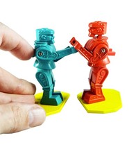 World's Smallest Rockem Sockem Robots 2 Piece Miniature Toy Set Blue Red