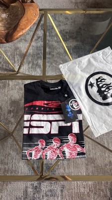 Hellstar ESPN Sports Graphic Print Black Crew Neck Men's T-Shirt Size M