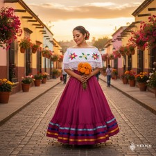 Mexican double circle practice skirt folklorico 35 in long