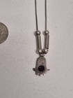 Sterling Silver Hamsa Necklace Modernist Artisan Minimal Hand of Fatima Vintage — photo 1
