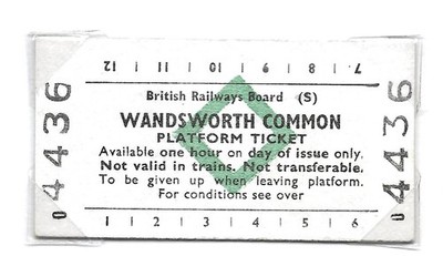 1981 Wandsworth Common British Rail (S) Edmondson Platform Ticket Green Diamond