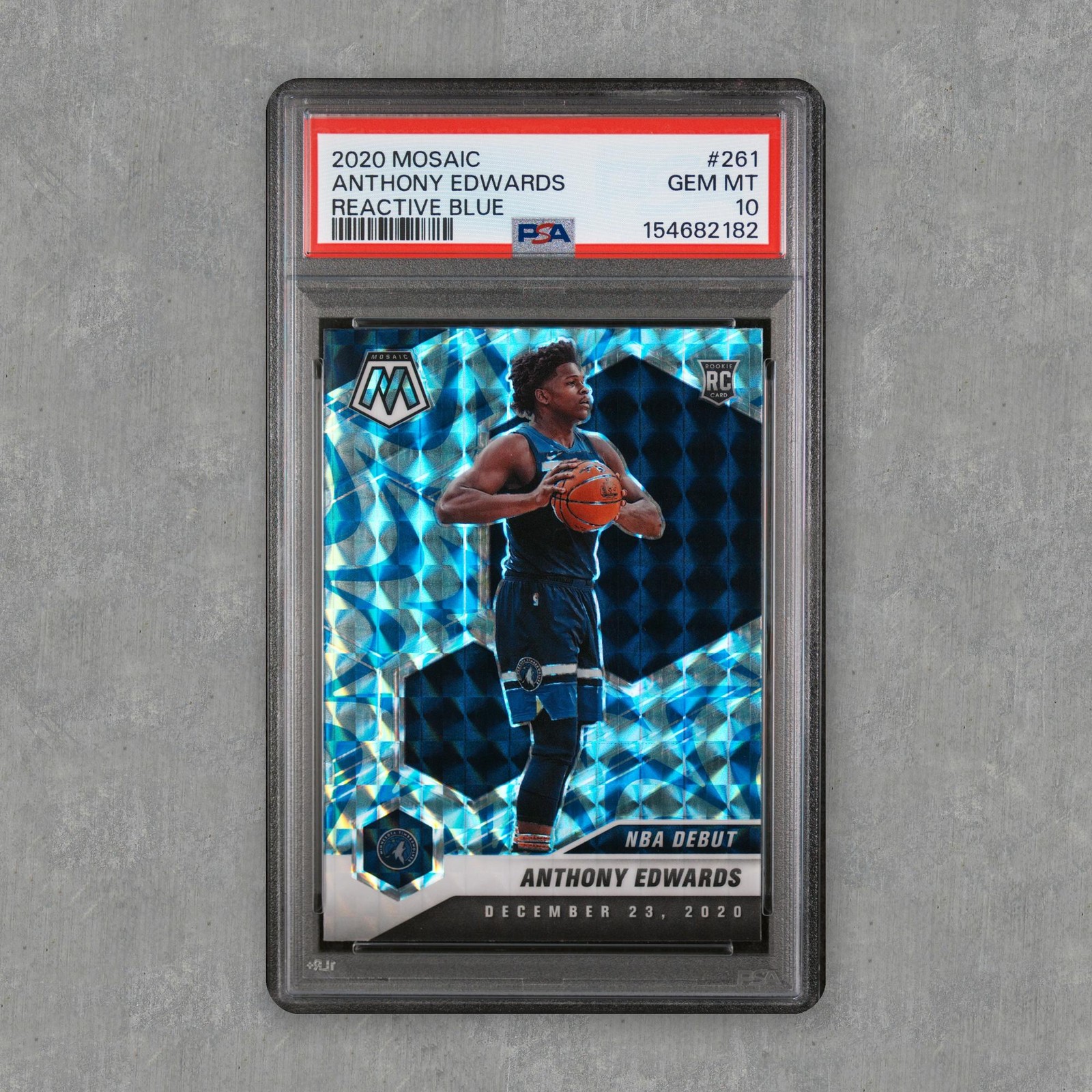 Anthony Edwards 2020 Panini Mosaic #261 Reactive Blue PSA 10 RC Rookie