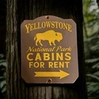 Vintage Yellowstone National Park Porcelain Sign Cabins Wyoming 10" X 8 1/2" USA