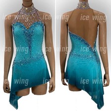 Figure Skating Dress Ice Skating Dress pink Competition Skating Wear blue dyeing