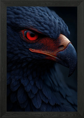 Schwarzer Adler mit rotem Auge Portrait gerahmtes Wandbild Poster Leinwanddruck Bild