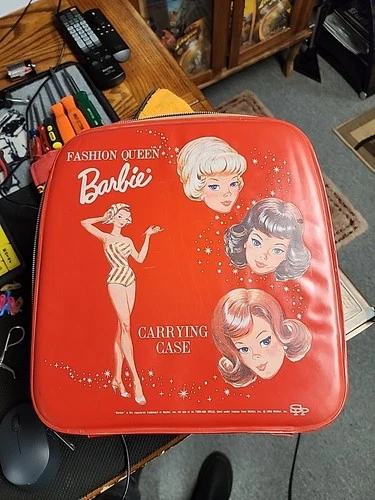 Fashion Queen Barbie 1958 & 1962, Midge 1958, Ken 1960 4 Dolls RED Carrying Case