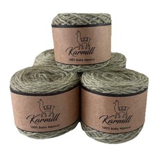 Alpaca Wool Skeins 100 Baby Alpaca Yarn DK Weight Lot of 5 Light Green C723