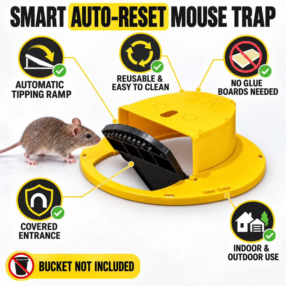 2 Pack Auto Reset Mouse Rat Trap Flip Slide Bucket Lid Reusable Indoor ...