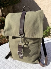 KOLO Bag Co Leather Organic Canvas cotton Laptop Backpack Olive Green Day Pack