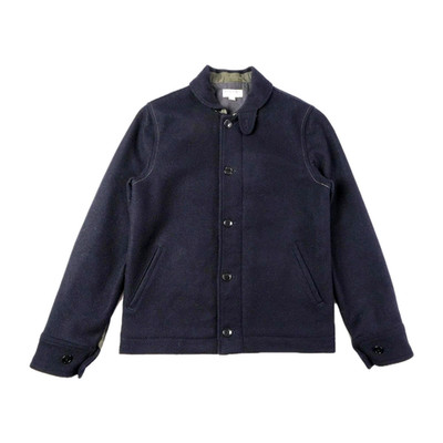 Wallace & Barnes Jacket Mens Small Navy Blue N-1 Deck Jacket Wool Chore Workwear