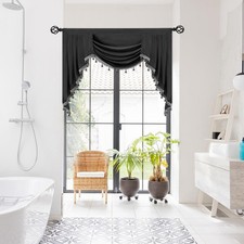 Velvet Waterfall Swag Valance for Bedroom, Valances with Tassels for Living R...