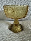 Vtg Amber Glass Open Pedestal Candy Dish