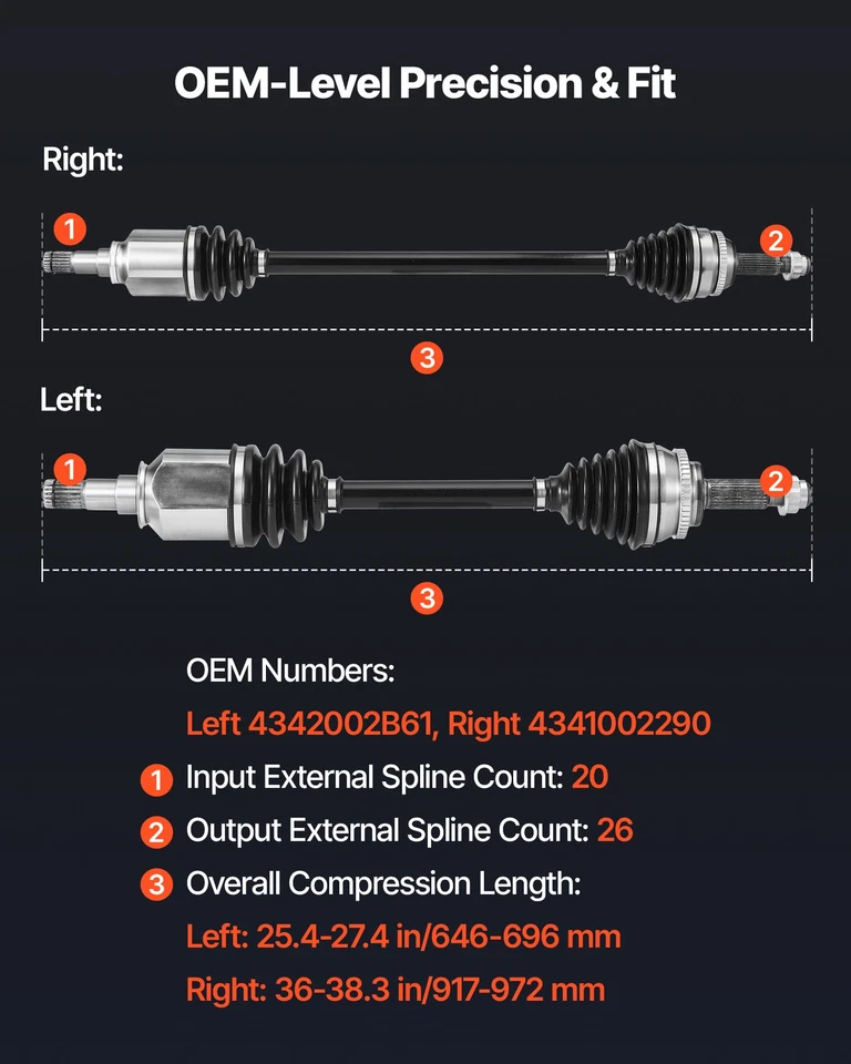 VEVOR CV Axle Shaft Assembly 2PCS Front Left & Right for 09-18 Toyota Corolla Foto 3 de 4