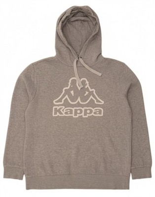 KAPPA Mens Graphic Hoodie Jumper Large Grey DZ40