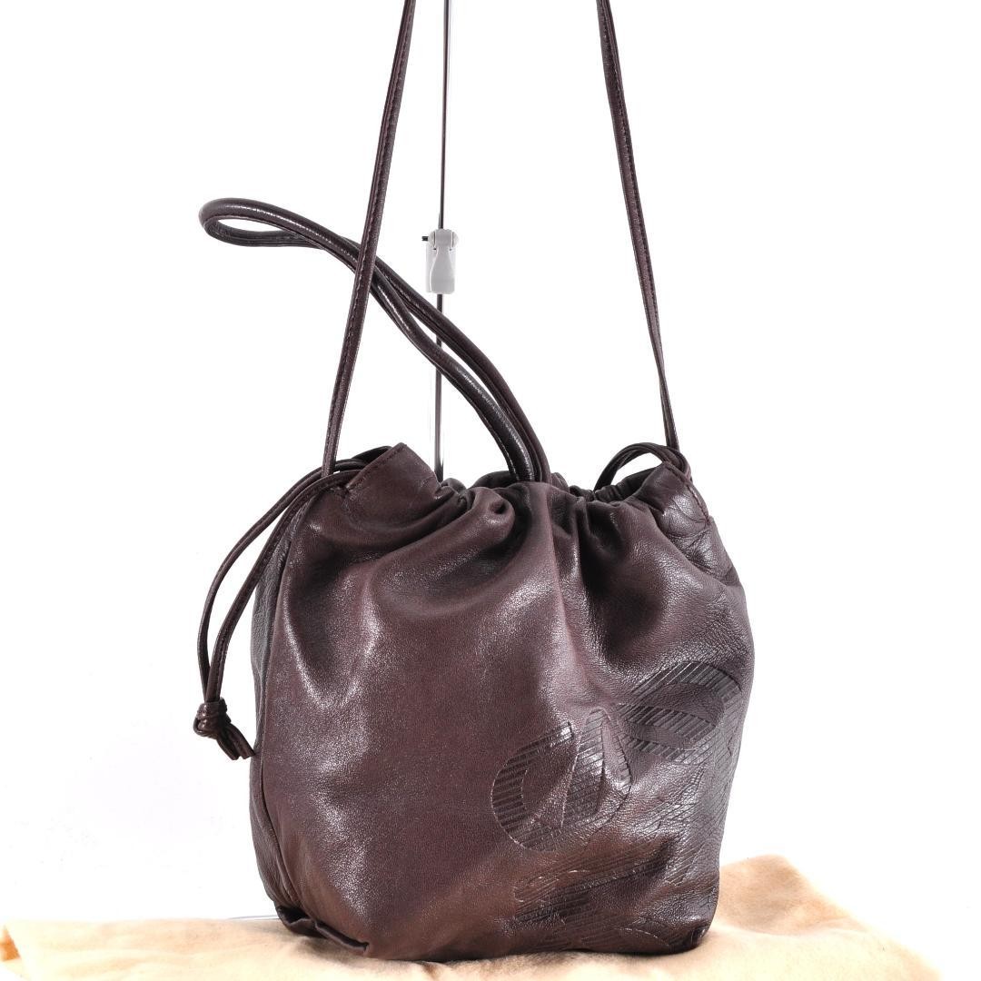 LOEWE Bolso de Hombro Anagrama Cartera Cuero Marrón Auténtico Para Mujer Usado