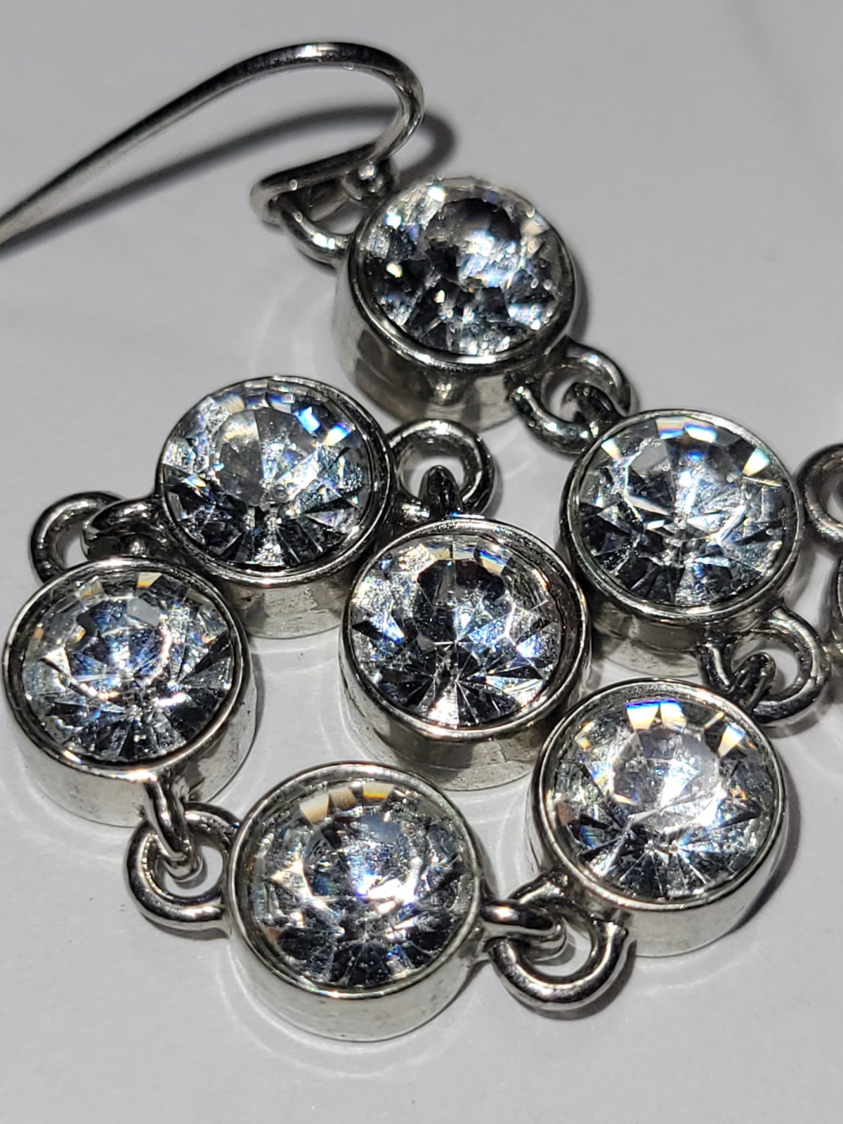 Clear Crystal Rhinestone Linear Drop Dangle Earri… - image 3