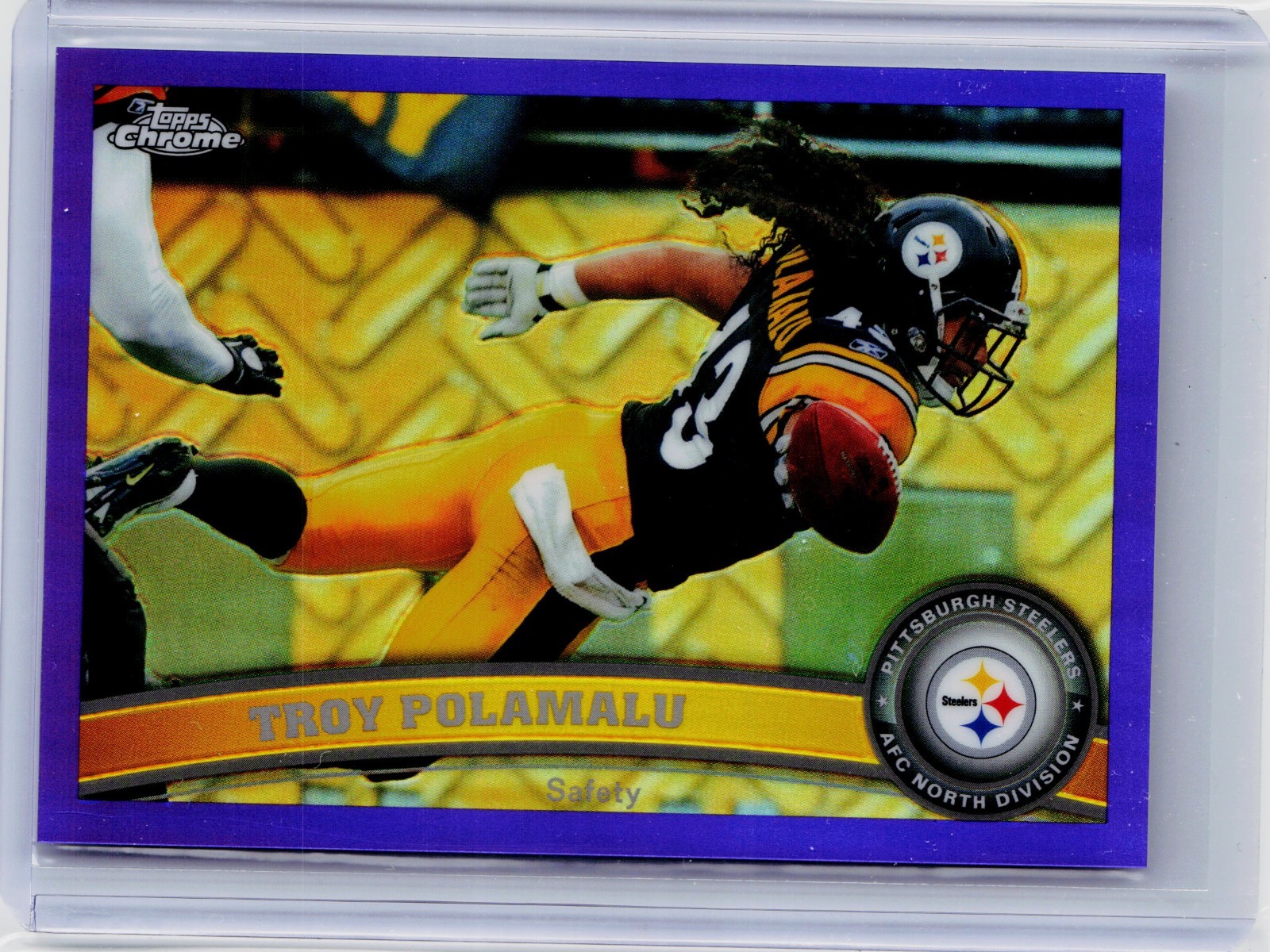 2011 TOPPS CHROME PURPLE REFRACTOR #180 - TROY POLAMALU #ED 086/499