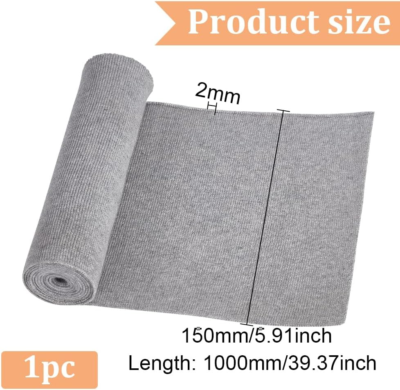 Rib Cuff Fabric, 39X6Inch Stretch Fine Ribbing Knit Fabric Gray Elastic  Knit Mat