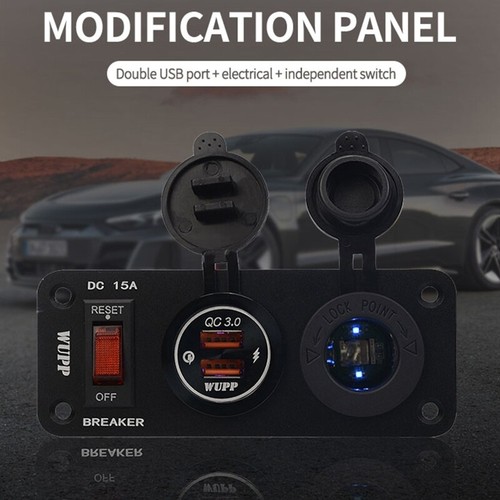 3 in 1 Waterproof Car Dual QC3.0 USB Outlet Panel Aluminum Alloy for Marine Boat - Zdjęcie 17 z 21