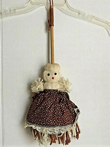 Grembiule vintage fatto a mano in legno 18" filato casa bambola pizzo rifinito country - Foto 2 di 8