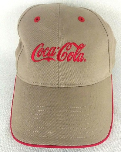 Coca Cola Beige Hat Strap Back Adjustable Embroidered Hat Cap - Picture 2 of 9