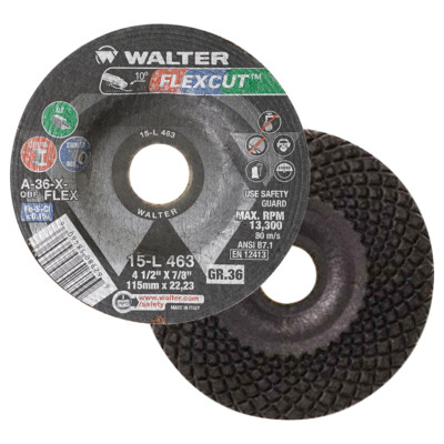 Walter 15L463 4-1/2x7/8 Flexcut Grinding Wheels Type 29 Grit 36, 25 pack