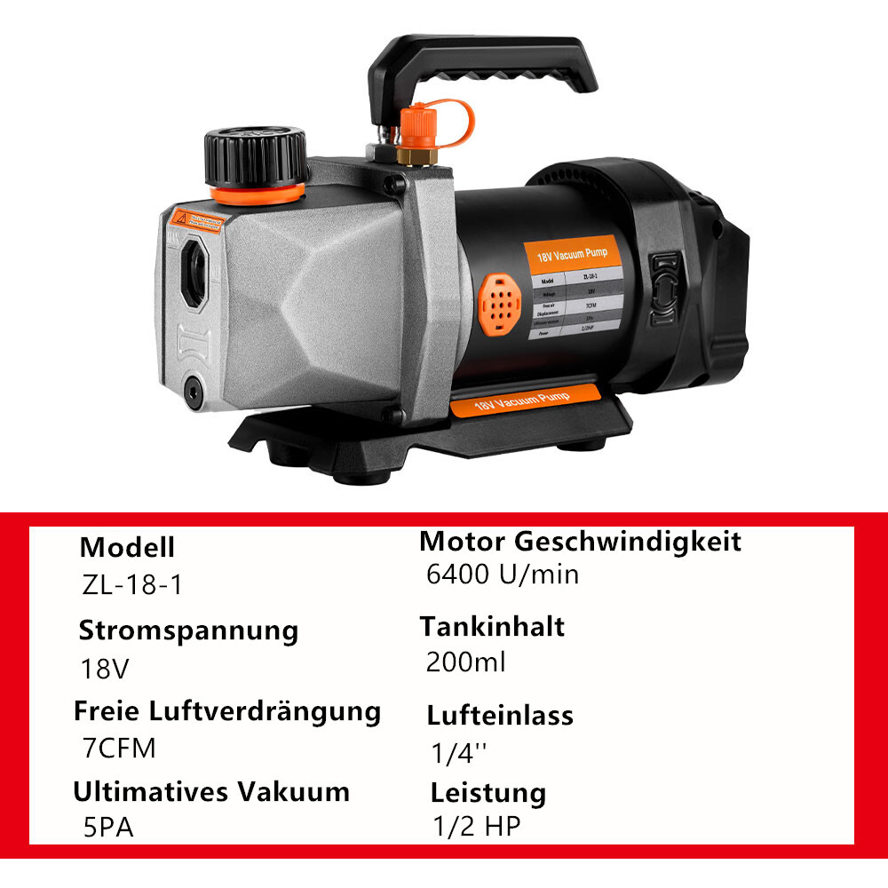 Akku-Vakuumpumpe für Makita 18V Akku, 150W 2CFM 1/4HP Unterdruckpumpe Vakuumpumpe für Ultimatives Vakuum Kältemittel, Haushaltsklimatisierung, Kfz -Wartung, Vakuumverpackungen (ohne Akkus Akku-Vakuumpumpe für Makita 18V Akku, 150W 2CFM 1/4HP Unterdruckpumpe Vakuumpumpe für Ultimatives Vakuum Kältemittel, Haushaltsklimatisierung, Kfz -Wartung, Vakuumverpackungen (ohne Akkus