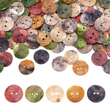 Beadthoven 144pcs Mother of Pearl Buttons 2-Hole Sewing Fasteners Dyed Flat R...