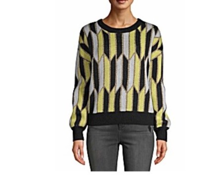 Carlisle Scoop Blouson Geo Knit Sweater Women's Black