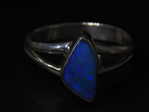 Australian Multi Fire Doublet Opal Handmade Sterling Silver Ring - Picture 7 of 8