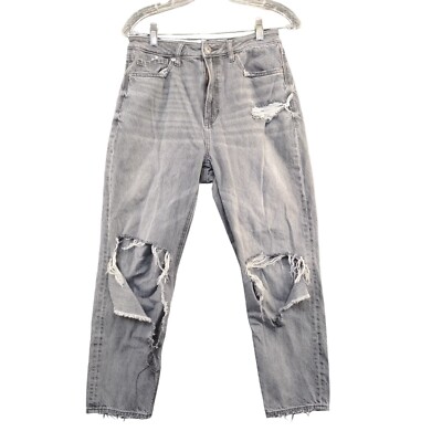 American Eagle Outfitters Women's Mom Jean 6 Short Gray Distressed