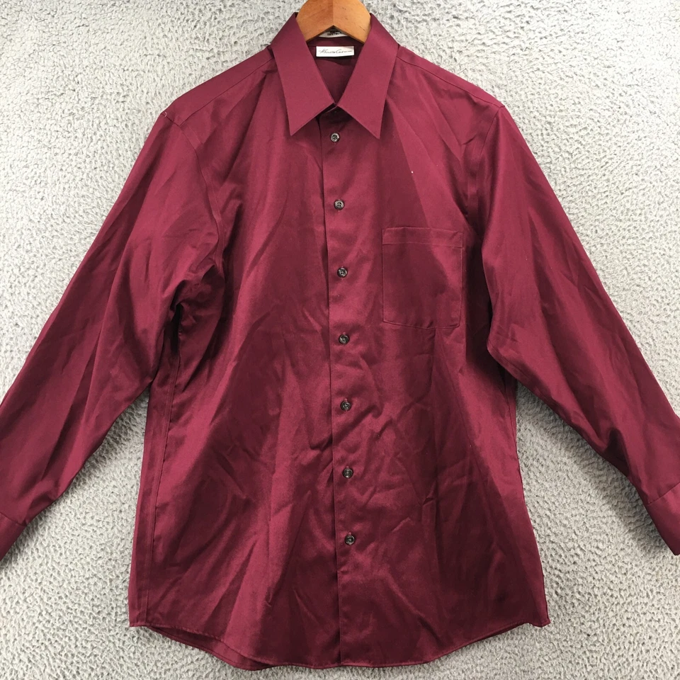 Рубашка Kenneth Cole мужская S бордовая хлопковая на пуговицах с длинным рукавом не железная - Изображение 2 из 4