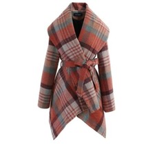 New Wool Blend Rabato Coat Plaid Pattern Size Women's Xl.