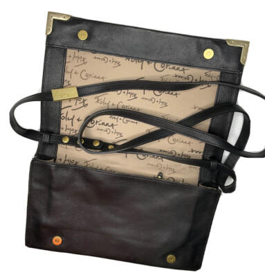 Foley + Corinna Crossbody Shoulder Frances Framed Clutch Bag Purse Leather Black