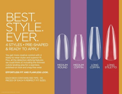 Harmony Gelish Soft Gel Tips Medium Stiletto 50ct Refill *Choose one Size* 