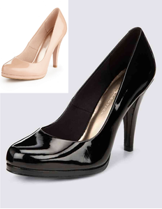 m&s black court shoes