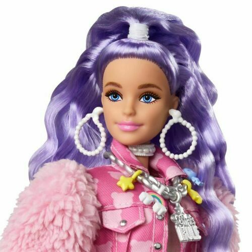 2021 BARBIE EXTRA DOLL #6 in Pink Teddy Bear Outfit PERIWINKLE