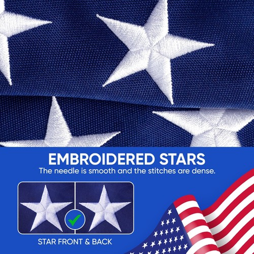 Amerikanische USA Flagge 3 x 5 Fuß Outdoor Schwerlast hochwertig Luxus bestickt - Bild 2 von 7