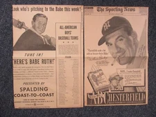BABE  RUTH(1944)/WILLIAM  BENDIX(1948) The  Sporting  News  Ads(Chesterfield Ad)