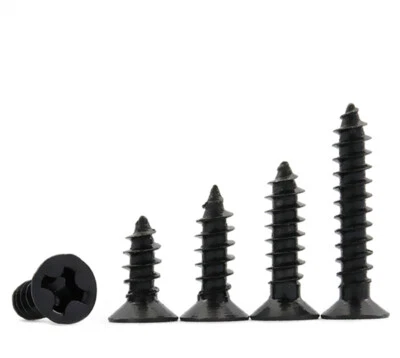 M2 M2.3 M2.5 M3 M4 Black Phillips Countersunk Flat Head Self Tapping Wood Screws